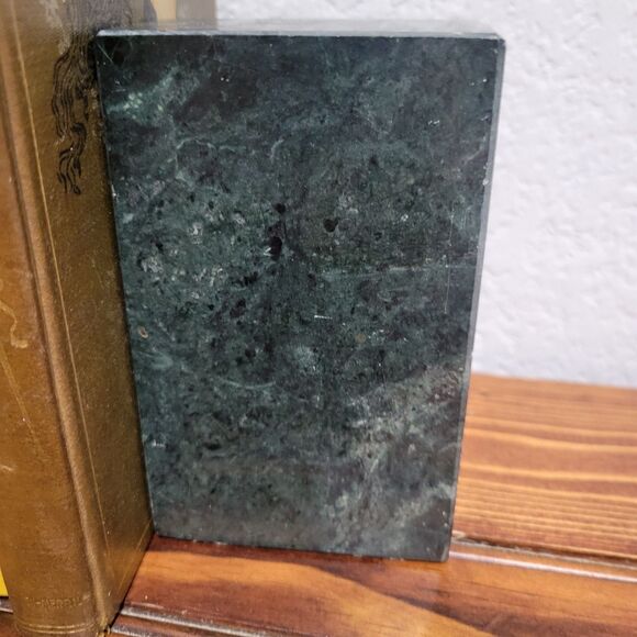 Vintage Polished Solid Marble Heavy Bookend Dark Green 1 pc 5" x 3.75 x 3.18" - Picture 3 of 7